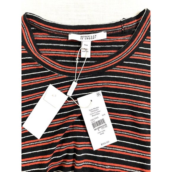 Derek Lam 10 Crosby Striped Knit Top Sweater Orange Silver Black SZ M NWT - Picture 9 of 9